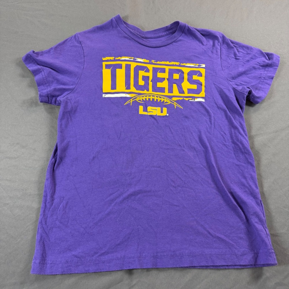 LSU Tigers Youth T-Shirt Gen2 Purple Gold Football Graphic Tee Size M 10/12